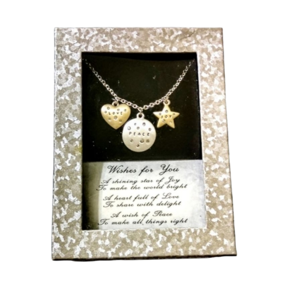 Peace, Love, & Joy Necklace. New in Box